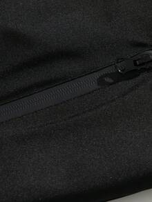 Men's Solid Black Minimalist Stand Collar Jacket, Functional For Commuting, Suitable For Travel And Daily Wear Sports - Black - View 8