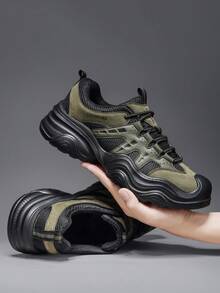 Scarpe sportive da uomo per esterni del marchio DJSUNNYMIX, scarponcini da trekking, adatte per primavera/estate, taglie grandi per uomo e donna - Verde militare - Visualizzare 6