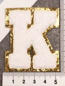 26pcs A-Z Letter Patches, Gold Color, Removable Sew-On 3D Embroidered Alphabet Decals, Suitable For Hats, Jeans, Clothes, Bags, DIY Crafts, Fashion Decoration, Jewelry Boxes, Storage Boxes, Phone Cases - White - View 13