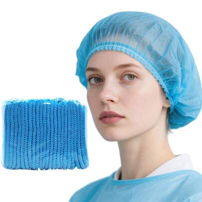 10pcs/100pcs Non-Woven Dust-Proof Caps, Disposable Protective Hair Nets, Breathable Chef Hats For Catering, Bakery And Workshop Use