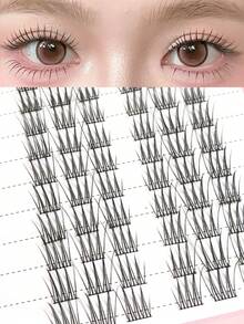 Lvcheryl 60根DIY簇状假睫毛，自然轻盈的簇状假睫毛。单根假睫毛 - 可重复使用，新手友好，易于嫁接，打造完美妆容。 - C - 查看 4