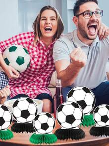 Football Theme Party Decorations, Football Honeycomb Centerpiece, Sports Theme Desktop Decor, Football Desktop Honeycomb Decor, Suitable For Boy's Birthday, Baby Shower Party Supplies, 2026 World Cup International Football Party Decorations - Multicolor - View 3