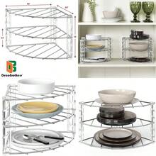 DecoBros 3-Tier Counter and Cabinet Corner Shelf Organizer Chrome - Plateado - Ver 1