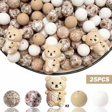 5/25颗3D可爱动物系列硅胶珠套装，鸭子、青蛙、熊、蜜蜂、猫头鹰造型珠子，可用于DIY钥匙扣、项链、手链、珠宝吊坠，节日和生日礼物 - 3D動物組合3 - 查看 16