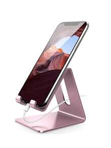2/1pc Universal Metal Phone/Tablet Stand, Non-Slip & Shockproof, Suitable For Live Streaming, Adjustable Angle, For Watching Movies & Charging, Creative Desktop Accessory - Rose Gold - View 1