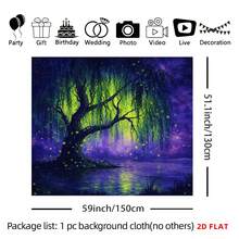 2D Panel - 2D Panel - A Mural Depicting Large Or Small Willow Trees, Fireflies, A Tranquil Lake, The Night Sky, And A Magical Atmosphere, Perfect For Decorating Living Room Walls, Meditation Spaces, Offices, Or Party Decorations - 多色 - 查看 8