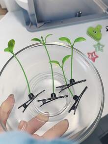 Green Bean Sprout Shaped Hair Clip, Grass Hair Clip, Cute Hair Accessory, Fun Grass Antenna Hair Clip, Suitable For Best Friends/Women - Green - View 5