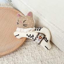 1 pieza Parche bordado de tela con gato de dibujos animados lindo y corriendo, insignia de pin de dibujos animados hecha a mano, adecuada para ropa DIY, bolsas, mochilas, accesorios para el cabello, broches, llaveros, decoraciones colgantes, regalos festivos - Gatito corriendo - Ver 4