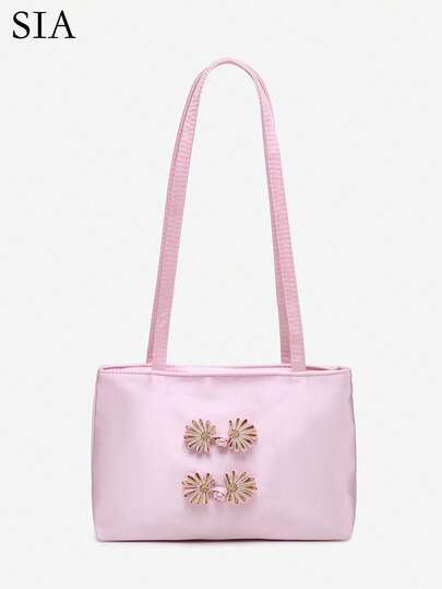 1 pieza Bolso cuadrado de seda falsa con decoración de botón de estilo chino retro, adecuado para la calle, vacaciones y fiestas