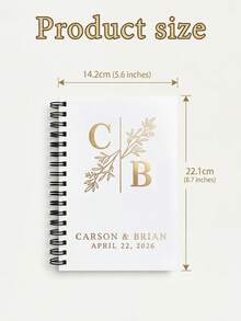 1 cuốn sổ tay lò xo tùy chỉnh, chữ tùy chỉnh, sổ lưu niệm hoặc nhật ký đám cưới mạ vàng lá cá nhân hóa, sổ tay lò xo mạ vàng lá lá in chữ cái đầu và họa tiết lá cây, nhật ký đám cưới dập nổi vàng cá nhân hóa dành cho cặp đôi, kỷ niệm đám cưới. - Nhiều màu - Xem 6