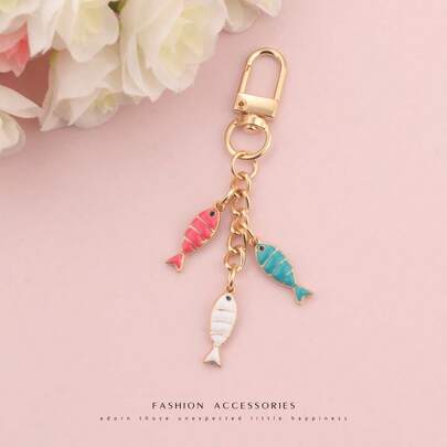 1 pieza Llavero de aleación de zinc con pez tropical de estilo casual, accesorio creativo y lindo para parejas, bolsos, recuerdos de viaje, regalos