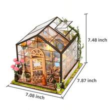 一套木制DIY娃娃屋套件，组装迷你模型屋，迷你温室模型套件，1:24比例，DIY手工/生日礼物/家居装饰，送给家人和朋友的礼物（不含电池） - TSZH201/凱西花店 - 查看 10