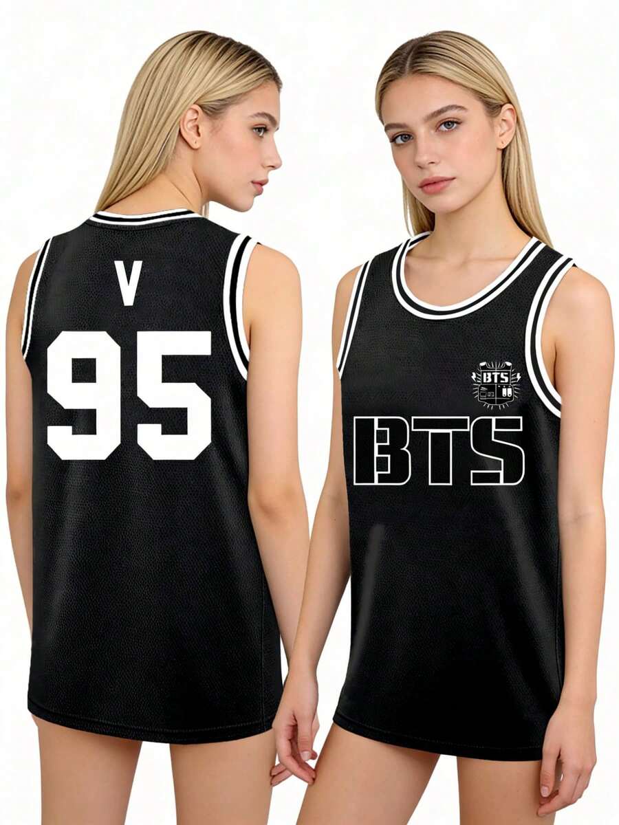 Bts3 V 95 Basketball Jersey, Kpop2 Sleeveless Mesh Tank Top, Bts3 Merch For Fans, Casual Sports Shirt For Women, Kpop2 Concert, Bts3 Fan Meeting, Casual Daily Wear, Sports Wear, Streetwear, Bts3 Themed Party, Gift For Bts3 Fans, Summer Outfit. - V - 查看 1