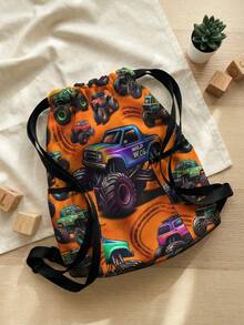 1pc Drawstring Closure Backpack, Multi-Scenario, Super Large Capacity, Ultra-Lightweight, , Fashionable, Foldable Storage Bag, Cartoon Car Print Drawstring Fitness Sports Backpack, Dustproof Storage, Suitable For Outdoor, Fitness, Daily Commute And School Use - Multicolor - View 5