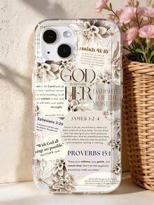 1 funda de teléfono de moda no incluye cordón ni soporte. 1 funda de teléfono suave con diseño floral y eslogan de la Biblia, textura de cuero de cobertura total, compatible con 11/12/13/14/15/16/17 Pro. - Multicolor 3 - Ver 4