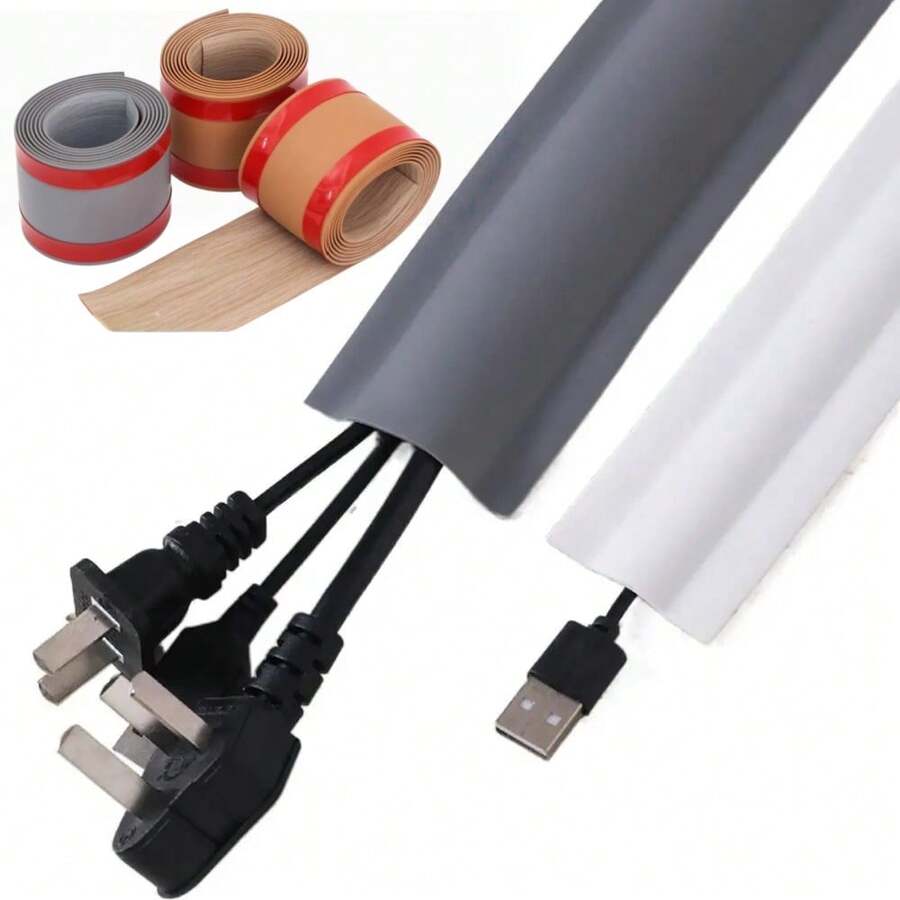 1個 3公尺/118.11英吋 軟PVC地板電纜保護套，耐用電纜管理，辦公室電纜保護器，地板線路整理器，高品質自黏式電纜保護套