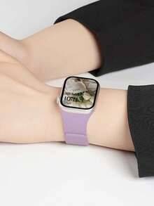 Huastonband 適用於 Series 3/2/1/SE/S11/S10/S9/S8/S7/S6/S5/S4/S3 Ultra，淡紫色矽膠錶帶，時尚創意設計，柔軟舒適，磁吸扣設計，適合戶外運動、瑜伽、健身，男女通用智慧手錶配件錶帶，適合作為新年/情人節禮物，女性配件，適合夏季海灘派對聚會、假期、畢業季、開學季，送給學生、同學的禮物 - 淺紫色 - 查看 6