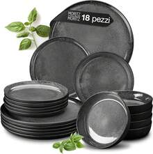 Moritz & Moritz VIDA Dinnerware Set - 18 Pieces - Anthracite Color Set 6 People - 6 Dinner Plates, 6 Deep Plates, 6 Dessert Plates FZEP - Than đá - Xem 9