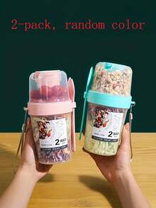 2pcs/1pc Salad Cup & Fork Set, Portable Breakfast Container For Fruit, Yogurt, Fitness, Travel, School And Office Use - Multicolor - View 12