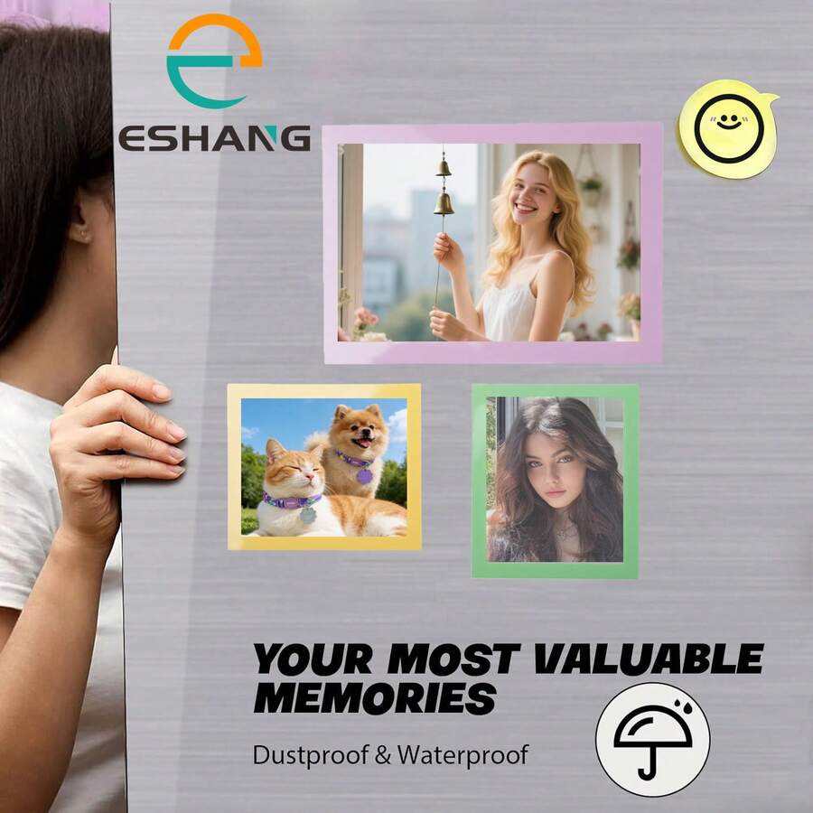 1 طقم إطارات صور مغناطيسية متعددة الألوان من ESHANG، مغناطيسات ثلاجة شفافة مناسبة لصور بأحجام 10.2*15.2 سم، 8.6*7.2 سم، 8.6*5.4 سم، للثلاجة المنزلية ولوحة المكتب