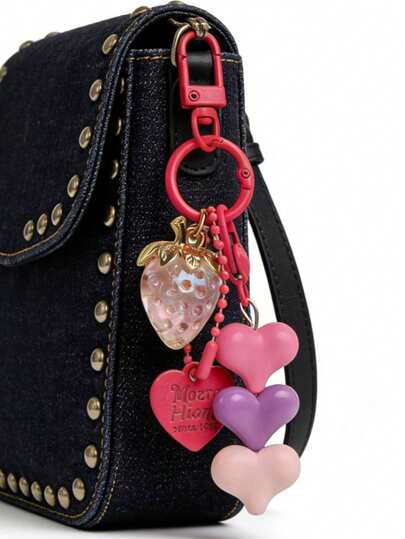 1 móc khóa hình trái tim dâu tây thoải mái, quà tặng độc đáo cho dịp lễ, phụ kiện thời trang cho túi xách hoặc xe hơi, quà tặng Ngày của Mẹ, quà tặng bạn thân, quà lưu niệm tiệc tùng.