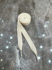 2026 Versatile Solid Color Replacement Shoelaces, 1.8cm Wide 130cm Length Beige Striped Shoelaces 1 Pair, Suitable For Men And Women Sports Shoes, Sneakers, Casual Shoes And Lace-Up Shoes Accessories - White - View 10
