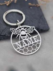 Customized Personalized Honeycomb Bee Keychain - Personalized Stainless Steel Name, Perfect Gift For Family - Multicolor - View 5