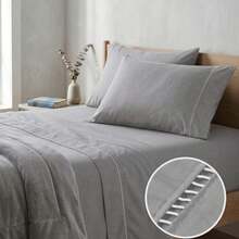 400 Thread Count 3-Piece Bedding Set With Fitted Sheet And Pillowcases, Soft Touch, Everyday Comfort, Single, Full, Queen, King - 灰色 - 查看 1
