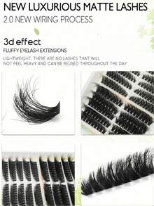290pcs Cartoon Style False Eyelashes, D-Curl Fluffy Fan-Shaped Fake Lashes, 8-18mm Mixed Length Super Thick Cluster Lashes, 3D Effect, Faux Mink Material Natural & Soft, Suitable For Beginners & Professionals, For Daily, Party, Stage, Nightlife, Ideal Gift For Mother's Day, Easter, Valentine's Day, Music Festival, Christmas, Christmas Eve, Thanksgiving - View 4