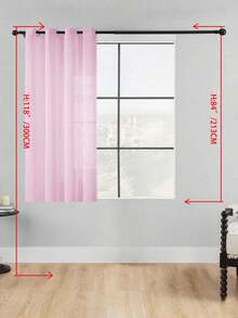 1pc Sheer Curtain, Grommet Curtain, Light Filtering Curtain, Semi-Transparent Curtain, Home/Office Use Curtain, Solid Color Modern Minimalist Polyester Voile Curtain, Softens Light, Suitable For Bedroom, Living Room, Balcony, UV Protection - Pink - View 31