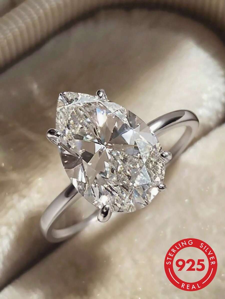 1 chiếc nhẫn bạc sterling 925 cao cấp hình giọt nước bốn chấu, quà tặng trang sức cho nữ, quà sinh nhật, quà dự tiệc.