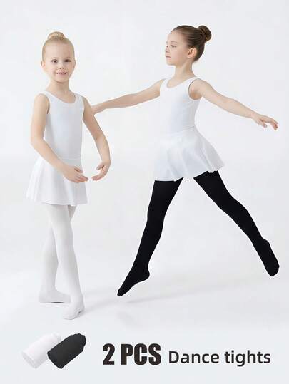 2 chiếc quần legging nhảy nhẹ cho bé gái - Co giãn và không gây gò bó, lý tưởng cho trẻ năng động.