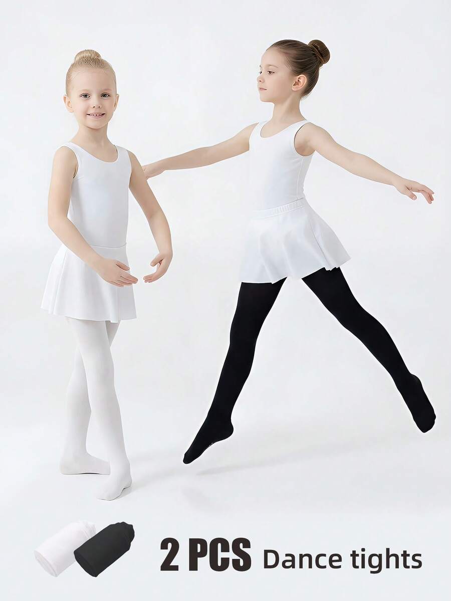 2 件装女婴儿童轻便舞蹈紧身裤 - 弹力十足，活动自如，适合好动儿童 - 彩色 - 查看 1