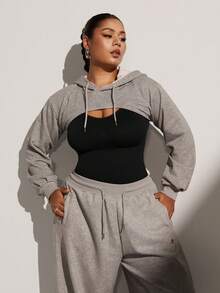 1pc Women Plus Size Seamless Butt Lifter Bodysuit, Shapewear Tummy Control Thong, Summer - Black - View 7