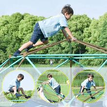 MERAX 13ft Geometric Dome Climber Play Center, Kids Climbing Dome Tower With Hammock, Rust & UV Resistant Steel Supporting 1000 LBS - Coffee + Green - View 3