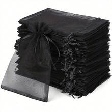 20pcs/30pcs 4x6 Inches Luxurious Organza Drawstring Jewelry Pouches - Wedding Party Christmas Favor Gift Bags & Organizers - Reusable, Soft, And Durable Black Gift Wrapping Accessories - 多色的 - 查看 1