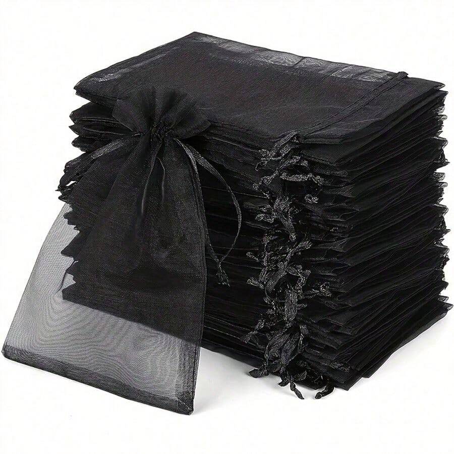 20pcs/30pcs 4x6 Inches Luxurious Organza Drawstring Jewelry Pouches - Wedding Party Christmas Favor Gift Bags & Organizers - Reusable, Soft, And Durable Black Gift Wrapping Accessories - 多色的 - 查看 1