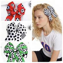 1个运动风足球蝴蝶结发夹，经典黑白设计，可爱发饰，适合女球迷和球员，世界杯派对用品，世界杯观赛配件，世界杯球迷礼物 - 足球款髮夾 - 查看 1