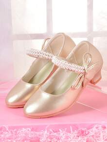 Sepatu Hak Tinggi Putri untuk Anak Perempuan, Sepatu Gaun Modis untuk Pertunjukan, Pesta Ulang Tahun, Putih - Emas - View 6