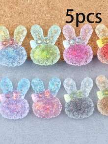 5pcs Glow-In-The-Dark Gradient Rabbit Beads (No Hole) Bow Tie Resin Accessories Cream Glue Handmade Material Kit DIY Headwear Hair Accessories 18*25mm - Glow-in-the-dark Rabbit - View 7