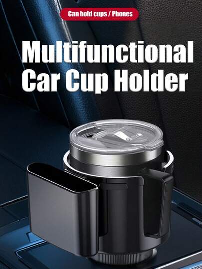 2-In-1 Multifunctional Universal Car Cup Holder, Adjustable Beverage Water Bottle Stand With Built-In Phone Holder, Practical Auto Interior Storage Accessories For Vehicle