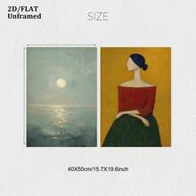 Frameless 2 Pieces Set, Elegant Woman And Tranquil Moonlit Seascape Abstract Art Wall Decor, Modern Art Decorative Canvas Poster Print, Geometric Art, Creative Decoration, Modern Home Decor, Suitable For Living Room, Bedroom, Study, Etc., Ideal Home Gift - Flower - View 10