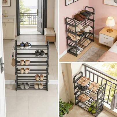 1 pieza Organizador de almacenamiento vertical multiusos para zapatos, diseño ventilado de fácil montaje y ahorro de espacio, gabinete para zapatos de gran capacidad adecuado para entrada, armario, sala de estar, pasillo, balcón