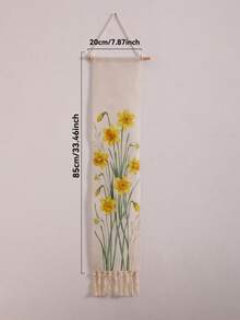 1件/2件装波西米亚风花卉挂毯，黄色水仙花图案壁挂，水仙花印花微距挂毯，复古植物美学墙饰，农舍风格卷轴挂毯，适用于客厅卧室，波西米亚家居装饰，春季花卉壁挂，流苏简约波西米亚挂毯 - 彩色 - 查看 14