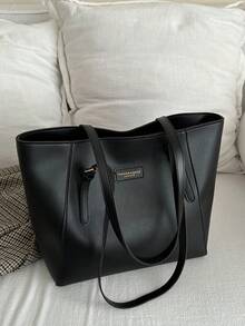 Túi đeo vai nữ dung tích lớn, thời trang, đa năng, túi xách vải bố mới, thiết kế tinh tế, phù hợp cho đi học, đi làm và đi mua sắm (Không kèm mặt dây chuyền) - màu đen - Xem 6