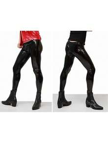 Men Sexy Patent Leather Leggings Casual Pants Shiny Leather Trousers High Elasticity Tight Little Leg Pants Nightclub Bar DS Performance Wear - Black - View 5