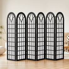 Folding Room Divider Privacy Screen Freestanding 6-Panel Shoji Style Wooden Frame Decorative Partition Wall For Bedroom Office Apartment Black - Black - View 1