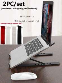 1/2件装(黑色/粉色/白色)可调节笔记本电脑/平板电脑支架,可折叠塑料便携式桌面增高架,符合人体工程学的膝上电脑桌,轻便可折叠笔记本电脑支架,兼容10-15.6英寸笔记本电脑、平板电脑和手机 - 彩色 - 查看 16