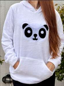 Blusa de Frio Panda Quentinha Pelucia Inverno - Branco - Visão 8