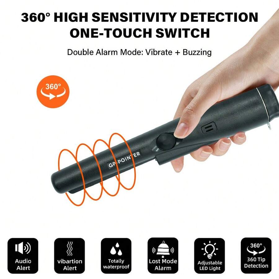Flintronic Handheld Metal Detector, 360° Scanning Precise Locator, Waterproof High Sensitivity Metal Detector With Built-In LED Indicator, Suitable For Finding Gold, Coins, Jewelry